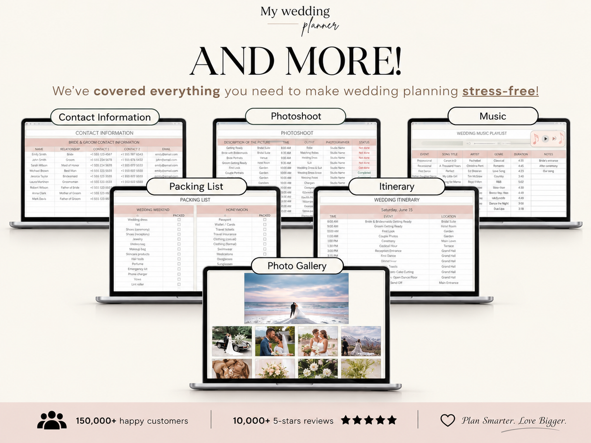 💍 The Ultimate Wedding Planner Spreadsheet | Your All-in-One Digital Wedding Planning Organizer ✨