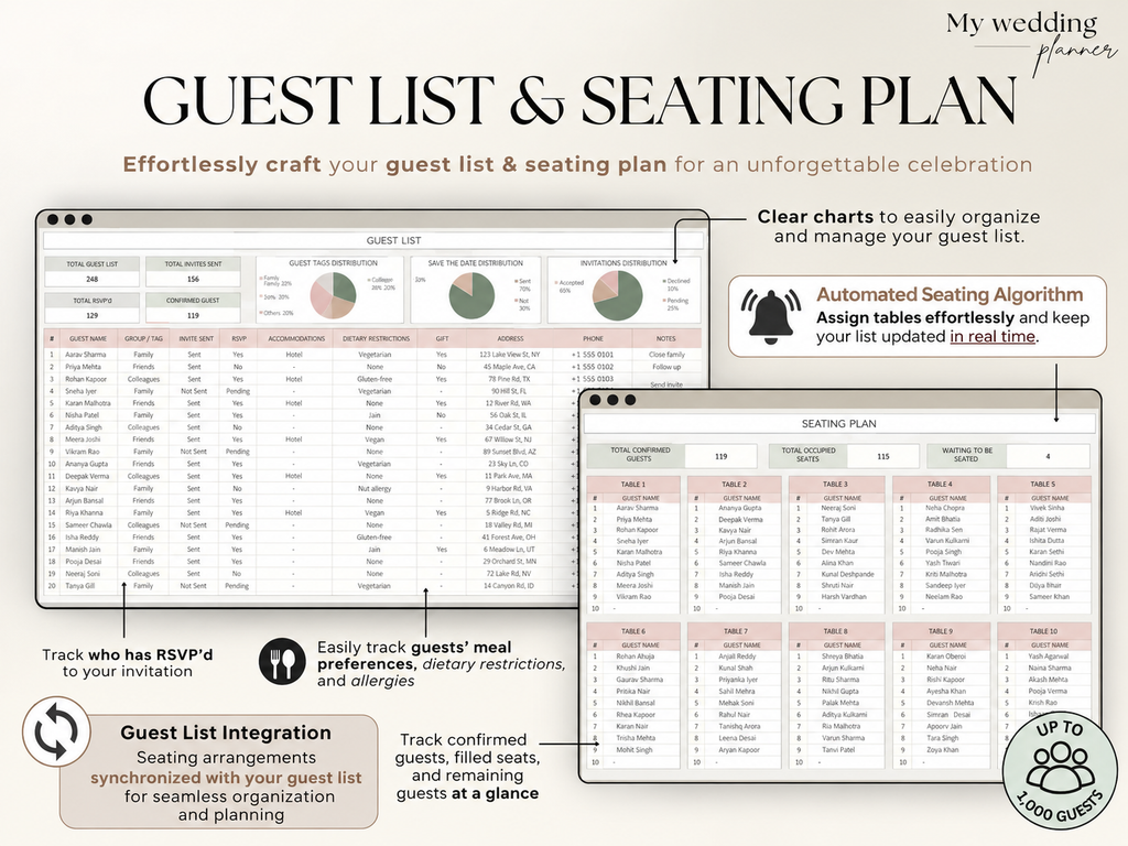 💍 The Ultimate Wedding Planner Spreadsheet | Your All-in-One Digital Wedding Planning Organizer ✨