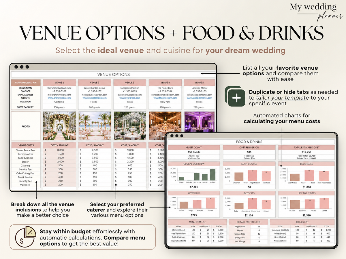 💍 The Ultimate Wedding Planner Spreadsheet | Your All-in-One Digital Wedding Planning Organizer ✨